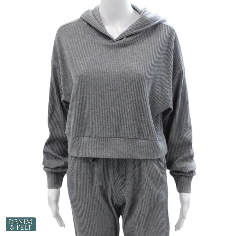 Alo Muse Hoodie Grey Fleece Minimal Streetwear Lounge Clean Pullover